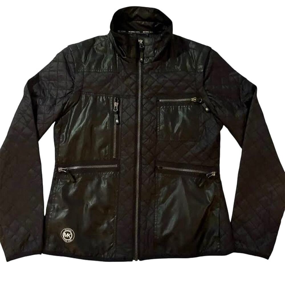MICHAEL KORS CLASSIC WOMEN'S BLACK DIAMOND QUILTED JACKET SIZE SMALL